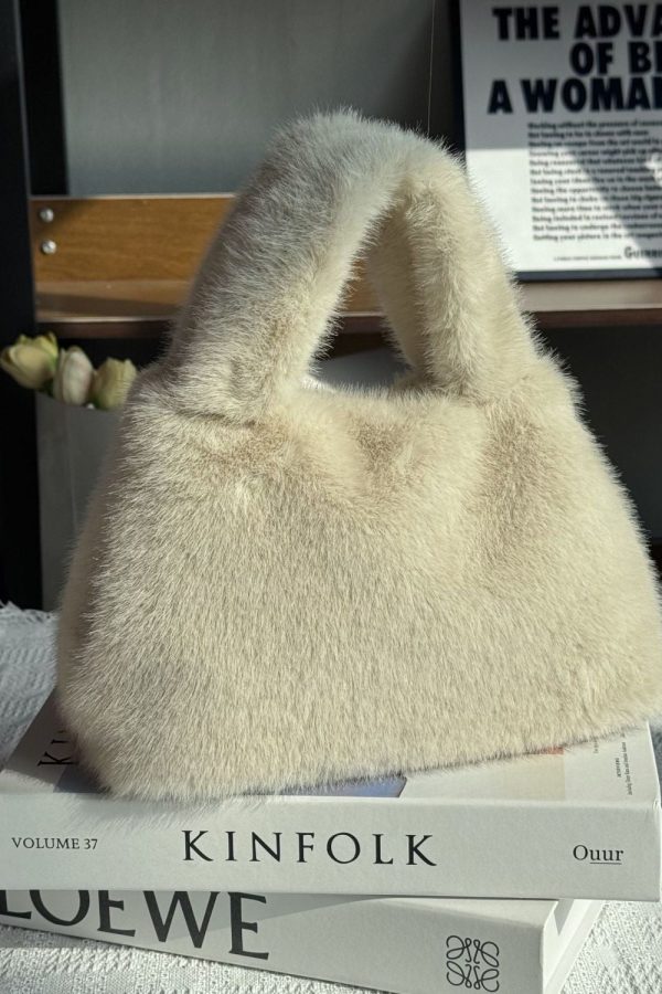 Stylish Leopard Fuzzy Fur Fluffy Large Capacity Tote Handbag