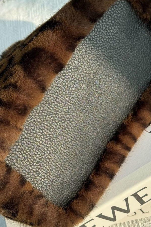 Stylish Leopard Fuzzy Fur Fluffy Large Capacity Tote Handbag