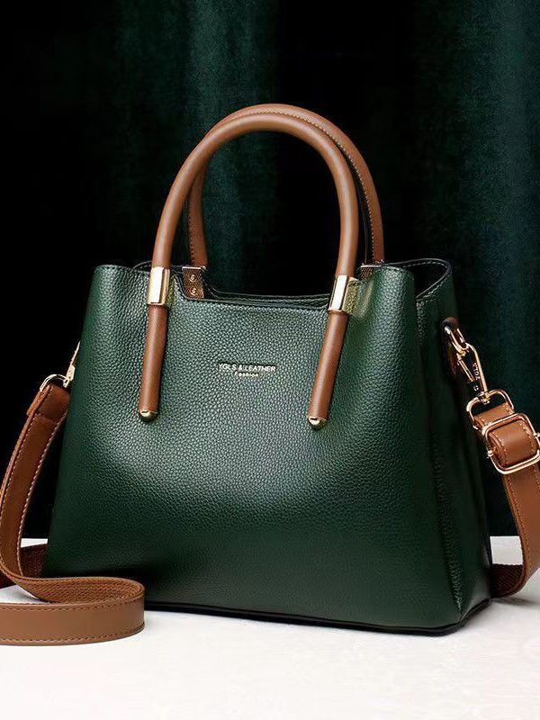 Stylish Minimalist Wine Red Leather Tote Handbag