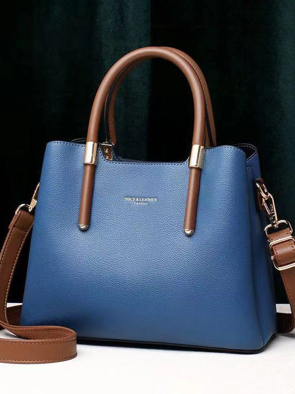 Stylish Minimalist Wine Red Leather Tote Handbag