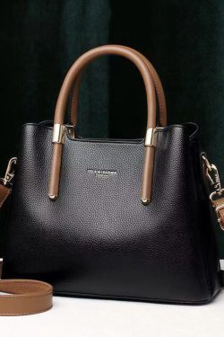 Stylish Minimalist Wine Red Leather Tote Handbag