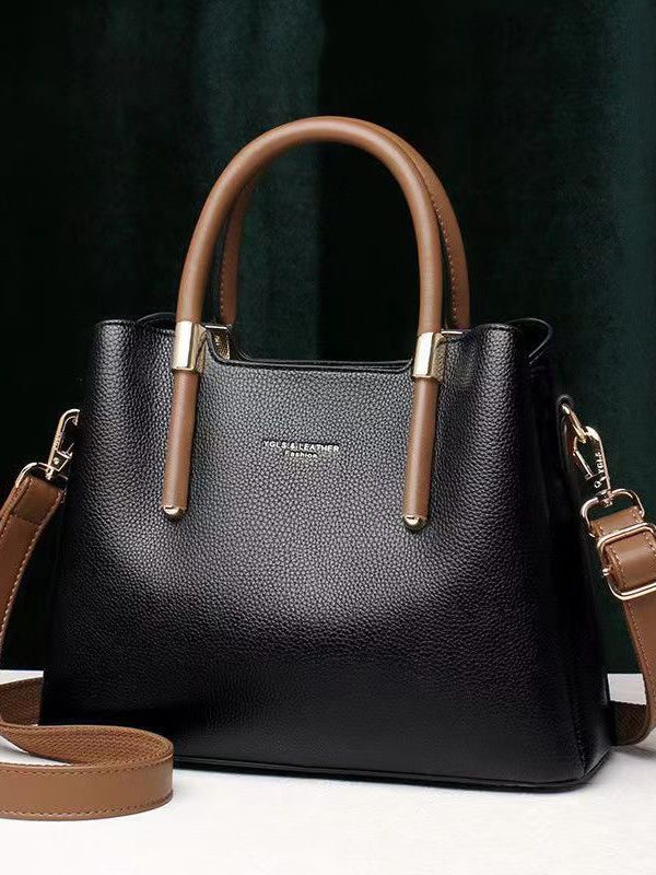 Stylish Minimalist Wine Red Leather Tote Handbag