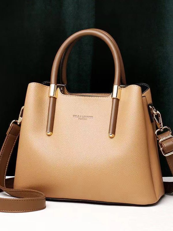 Stylish Minimalist Wine Red Leather Tote Handbag