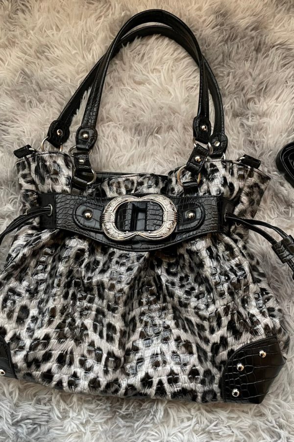 Stylish Purple Drawstring Faux Leather Pouch Bag