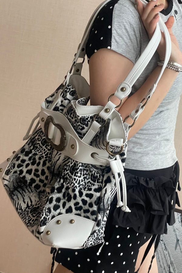 Stylish Purple Drawstring Faux Leather Pouch Bag