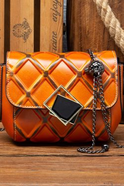 Stylish Red Calf Leather Chain Linked Messenger Bag