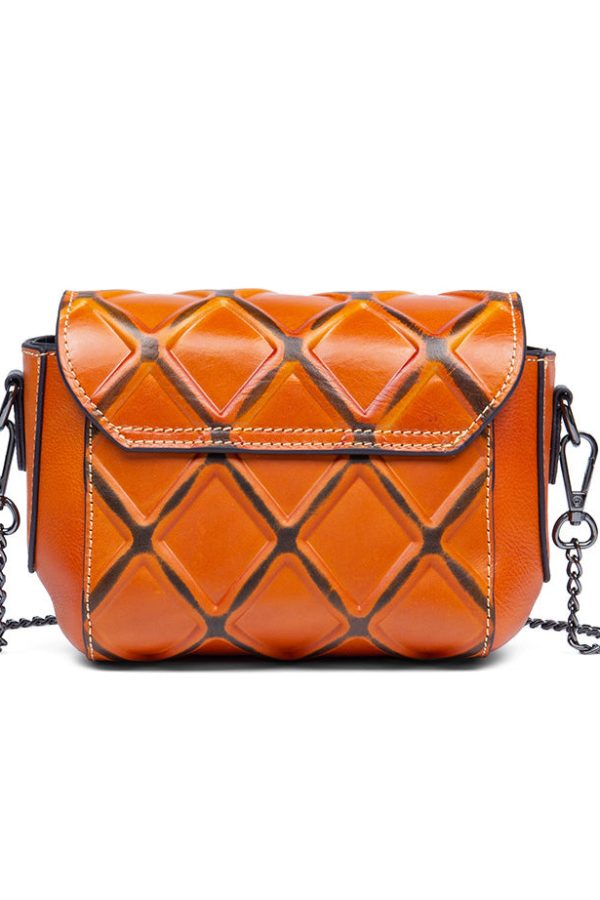 Stylish Red Calf Leather Chain Linked Messenger Bag