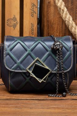 Stylish Red Calf Leather Chain Linked Messenger Bag