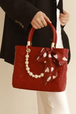 Stylish Red Large Capacity Faux Leather Tote Handbag