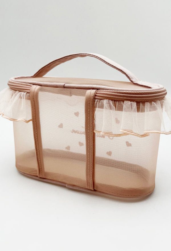 Stylish Red Ruffled Embroideried Tulle Tote Handbag