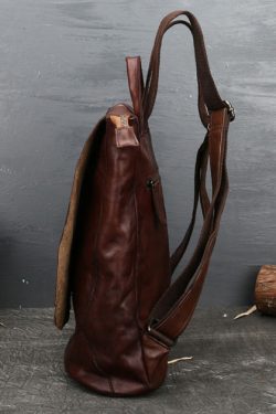 Stylish Reddish Brown Feather Embossing Calf Leather Backpack Bag