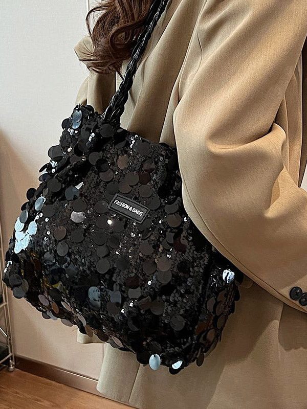 Stylish Silver Sequins Large Capacity Satchel Handbag