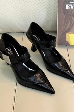 Stylish Splicing High Heels Blue Grey Cowhide Leather Pointed Toe