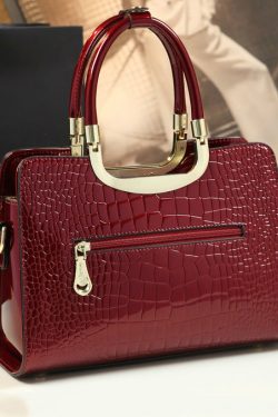 Stylish Versatile Black Bow Calf Leather Tote Handbag