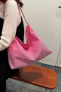 Stylish Versatile Brown Zircon Large Capacity Satchel Bag Handbag