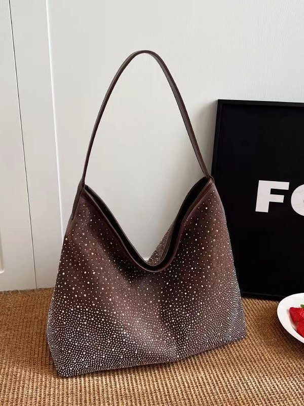 Stylish Versatile Brown Zircon Large Capacity Satchel Bag Handbag