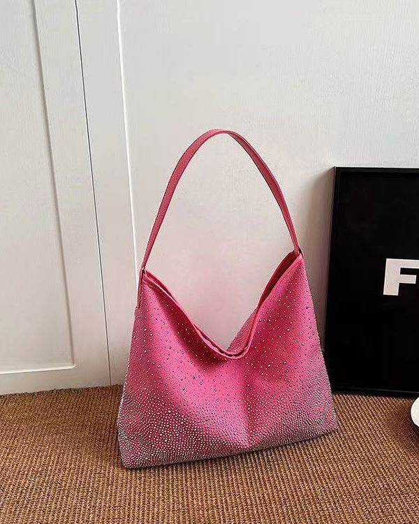 Stylish Versatile Brown Zircon Large Capacity Satchel Bag Handbag