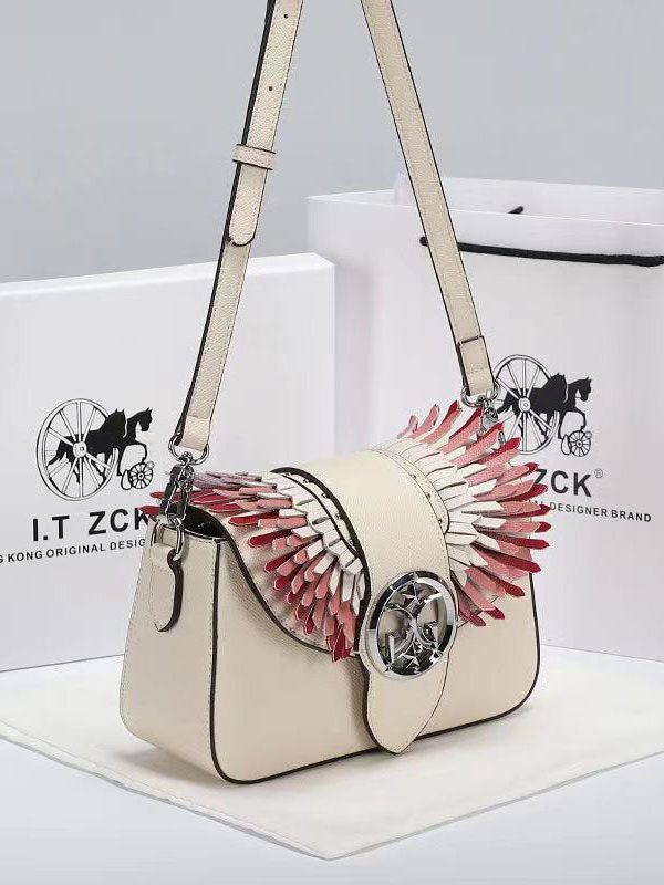 Stylish Versatile White Calf Leather Satchel Bag Handbag