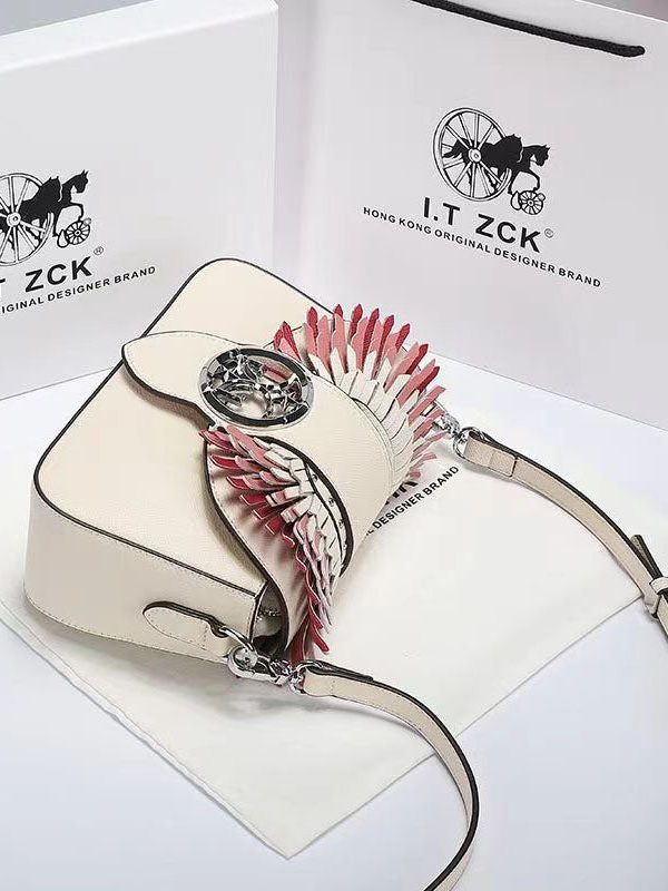 Stylish Versatile White Calf Leather Satchel Bag Handbag