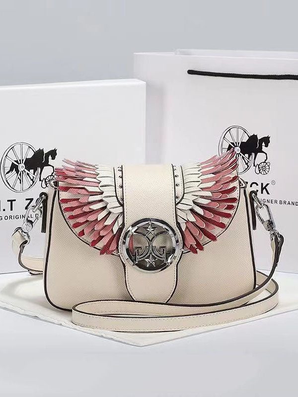 Stylish Versatile White Calf Leather Satchel Bag Handbag