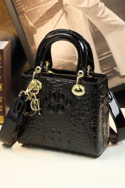 Stylish White Embossed Solid Durable Calf Leather Tote Handbag