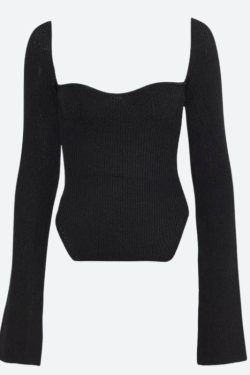 Sweetheart Neckline Knitted Top