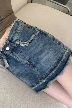 Tasseled Denim Mini Skort