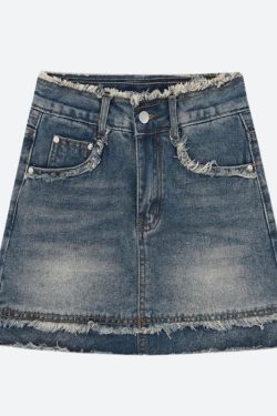 Tasseled Denim Mini Skort