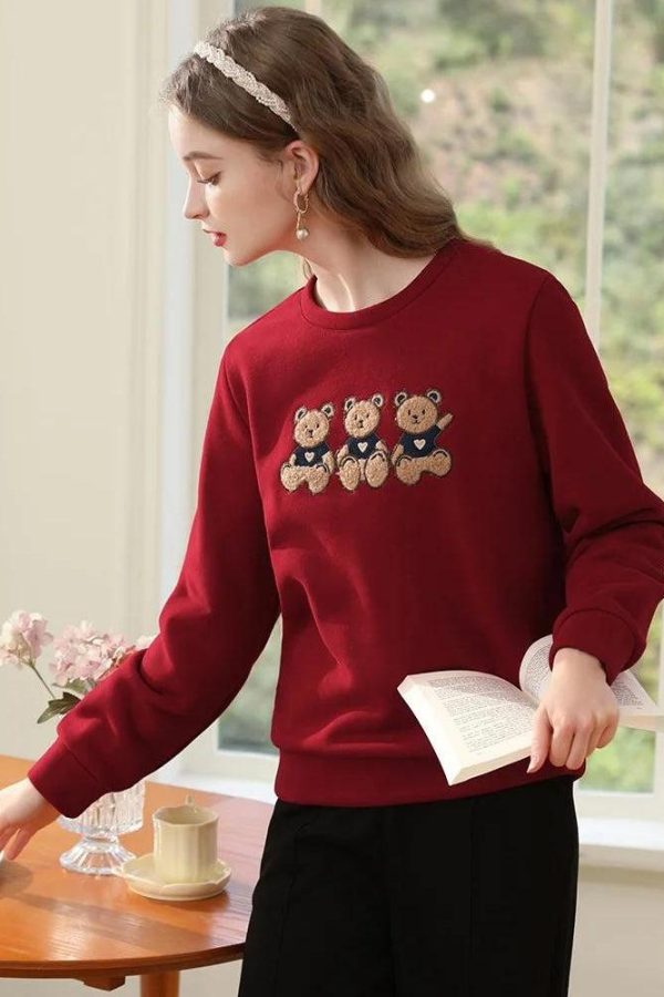 Teddy Bears Embroidered Sweatshirt
