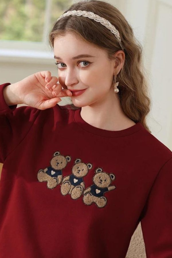 Teddy Bears Embroidered Sweatshirt
