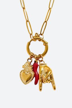 Three Charms Necklace & Bracelet Set