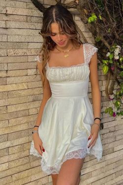 Tie-Back Lace Mini Dress