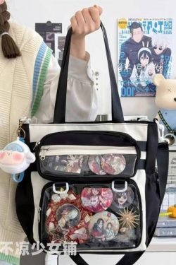 Transparent Ita Bag – Large Capacity Nylon Tote Crossbody Shoulder Handbag for Pins & Charms