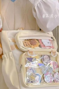 Transparent Ita Bag – Large Capacity Nylon Tote Crossbody Shoulder Handbag for Pins & Charms