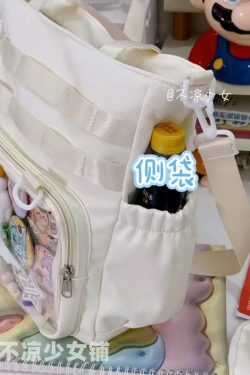 Transparent Ita Bag – Large Capacity Nylon Tote Crossbody Shoulder Handbag for Pins & Charms