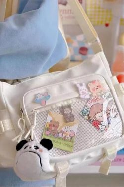 Transparent Pocket Ita Bag – Y2K Japanese Kawaii Nylon Crossbody Shoulder Handbag for Women & Girls
