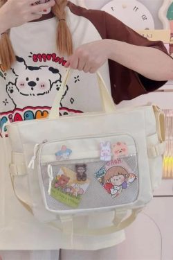Transparent Pocket Ita Bag – Y2K Japanese Kawaii Nylon Crossbody Shoulder Handbag for Women & Girls