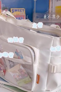 Transparent Pocket Ita Bag – Y2K Japanese Kawaii Nylon Crossbody Shoulder Handbag for Women & Girls