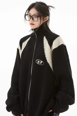Turtleneck Zip-Up Cardigan