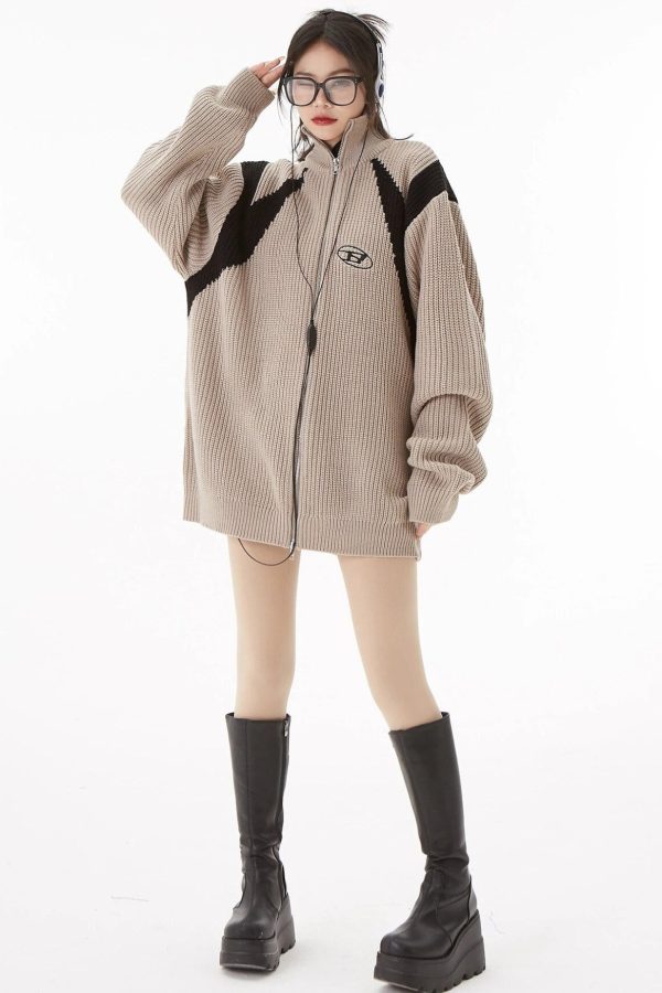 Turtleneck Zip-Up Cardigan