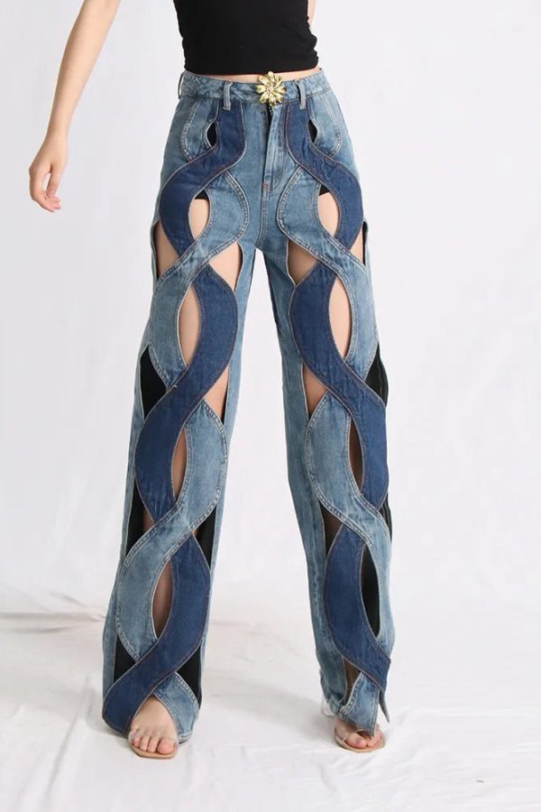 Two Different Denim Cut Out Jeans