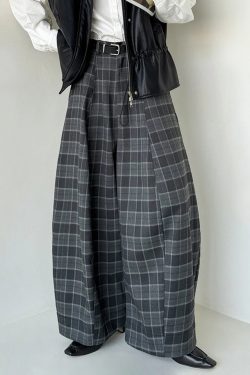 Ultra-Wide Plaid Pants