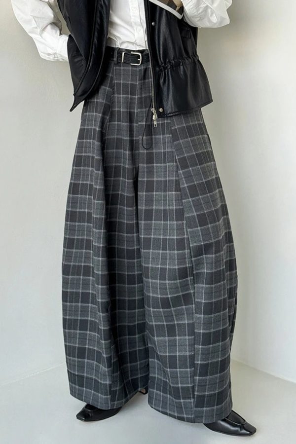 Ultra-Wide Plaid Pants