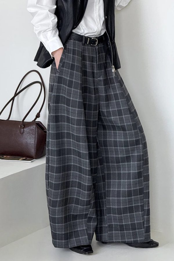 Ultra-Wide Plaid Pants