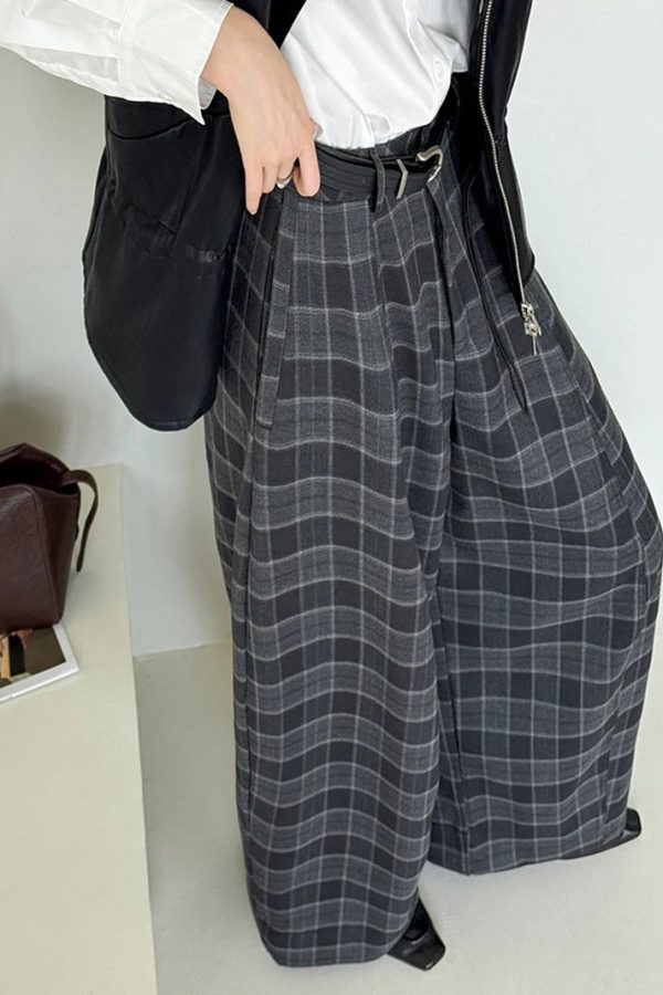 Ultra-Wide Plaid Pants