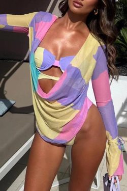 Underwired Cut Out Swimsuit With Cover-Up Dress