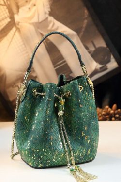 Unique Apricot Serpentine Large Capacity Faux Leather Messenger Bag