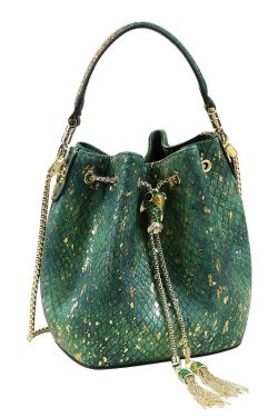 Unique Apricot Serpentine Large Capacity Faux Leather Messenger Bag