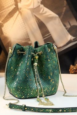 Unique Apricot Serpentine Large Capacity Faux Leather Messenger Bag