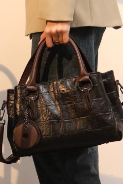 Unique Black Zippered Patchwork Faux Leather Messenger Bag